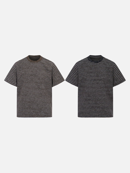 DAXUEN Boxy striped short-sleeve T-shirt with raw edges
