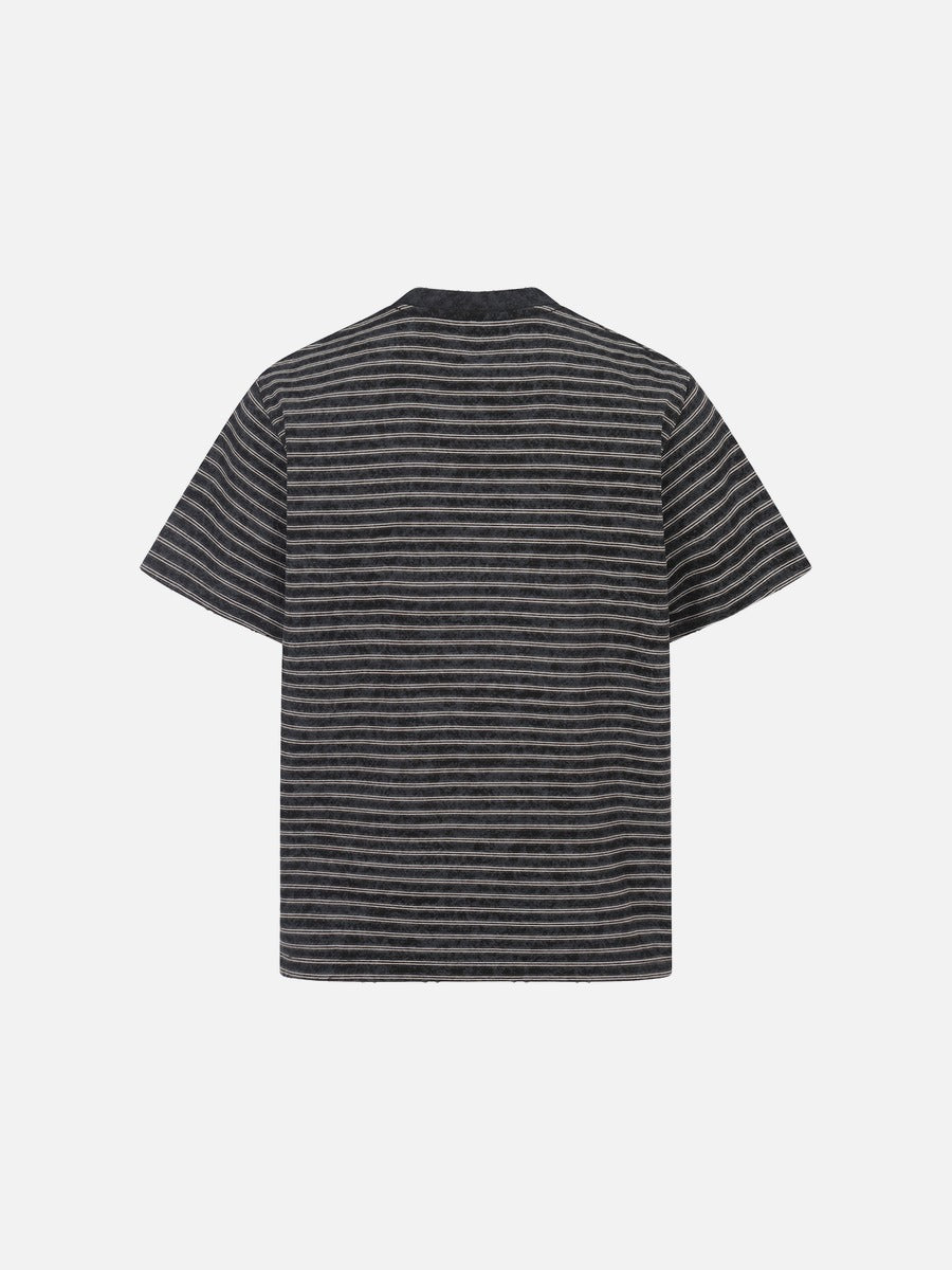 DAXUEN Boxy striped short-sleeve T-shirt with raw edges