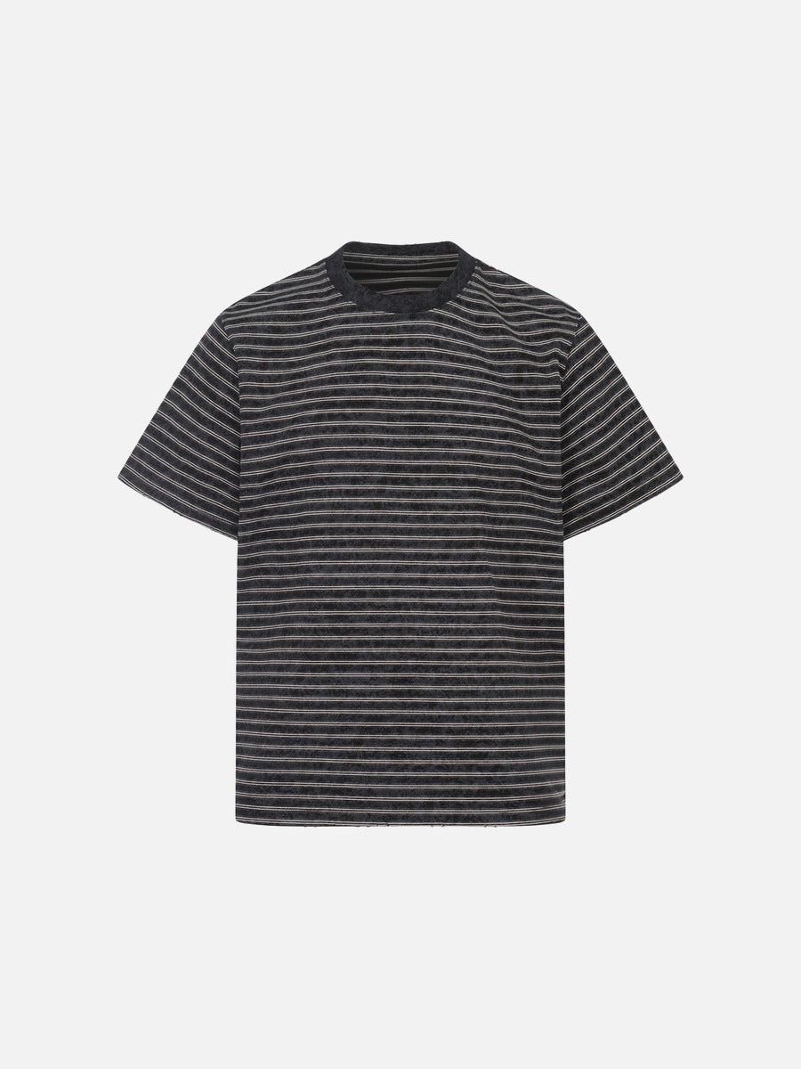 DAXUEN Boxy striped short-sleeve T-shirt with raw edges