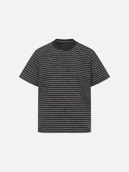 DAXUEN Boxy striped short-sleeve T-shirt with raw edges
