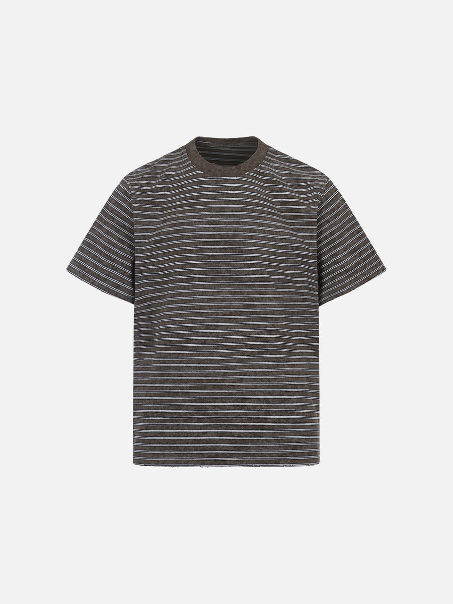 DAXUEN Boxy striped short-sleeve T-shirt with raw edges