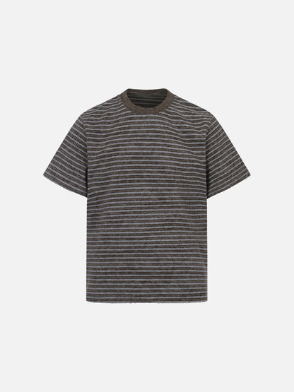 DAXUEN Boxy striped short-sleeve T-shirt with raw edges