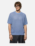 DAXUEN dark grey breathable open-knit short-sleeve top