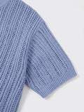 DAXUEN dark grey breathable open-knit short-sleeve top
