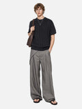 DAXUEN dark grey breathable open-knit short-sleeve top