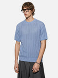 DAXUEN dark grey breathable open-knit short-sleeve top