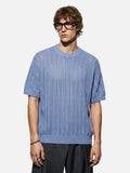 DAXUEN dark grey breathable open-knit short-sleeve top
