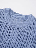 DAXUEN dark grey breathable open-knit short-sleeve top