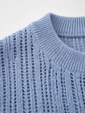 DAXUEN dark grey breathable open-knit short-sleeve top