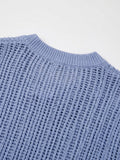DAXUEN dark grey breathable open-knit short-sleeve top