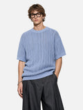 DAXUEN dark grey breathable open-knit short-sleeve top