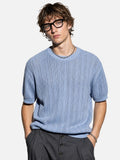 DAXUEN dark grey breathable open-knit short-sleeve top