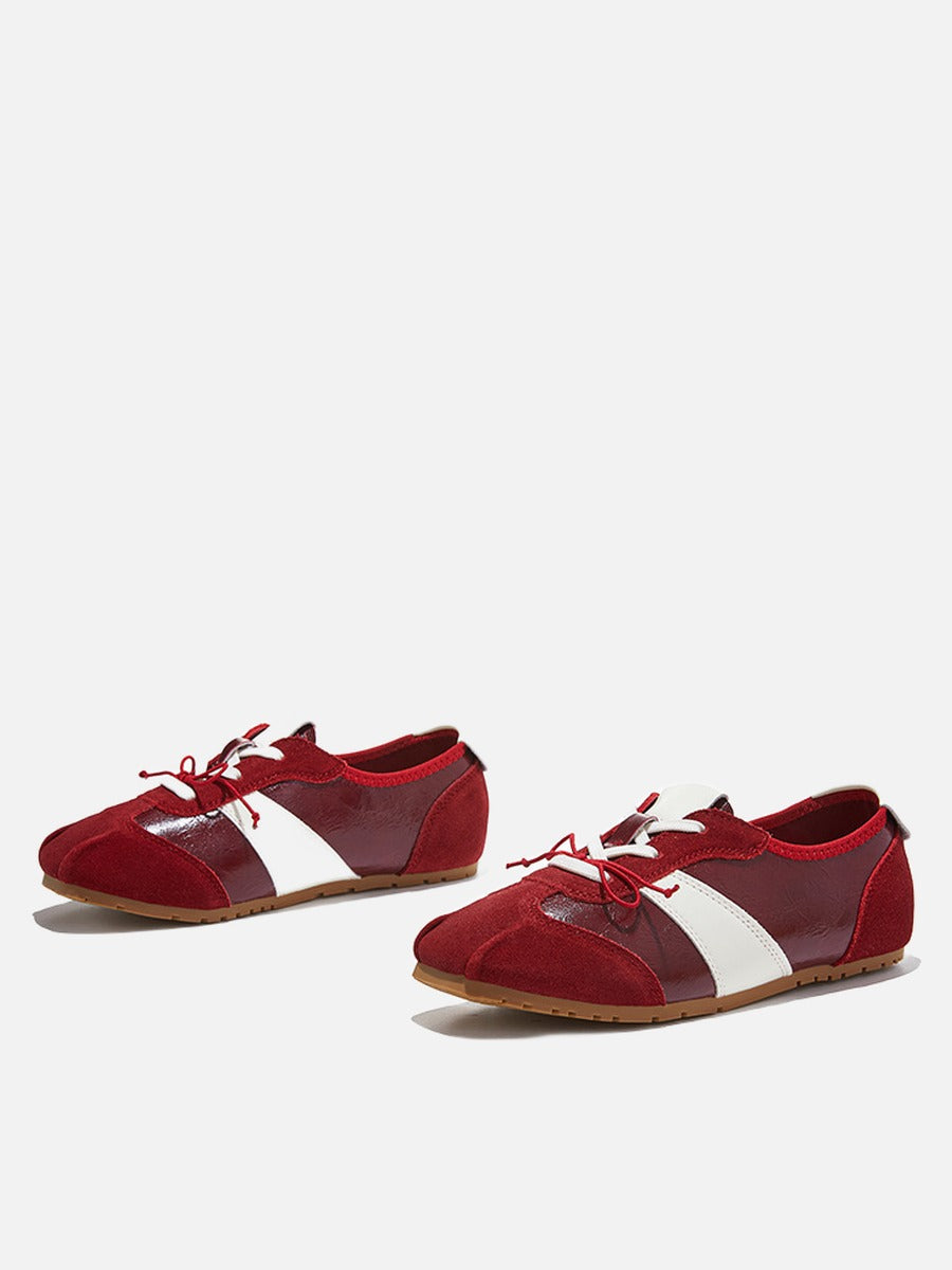 Bright Red Suede Minimalist Sneakers