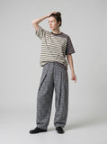 DAXUEN white and brown striped relaxed-fit t-shirt — model photo