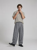 DAXUEN white and brown striped relaxed-fit t-shirt — model photo