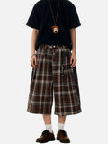 DAXUEN brown plaid high-waisted culottes