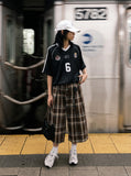 DAXUEN brown plaid high-waisted culottes — model photo