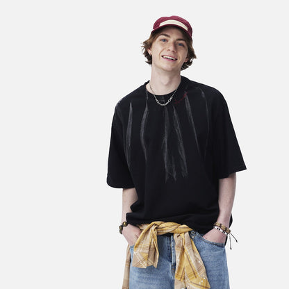 DAXUEN black oversized brushstroke print t-shirt