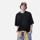 DAXUEN black oversized brushstroke print t-shirt
