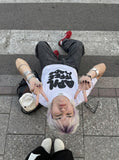 DAXUEN Oversized graphic T-shirt with playful print — model photo