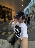 DAXUEN Oversized graphic T-shirt with playful print — model photo
