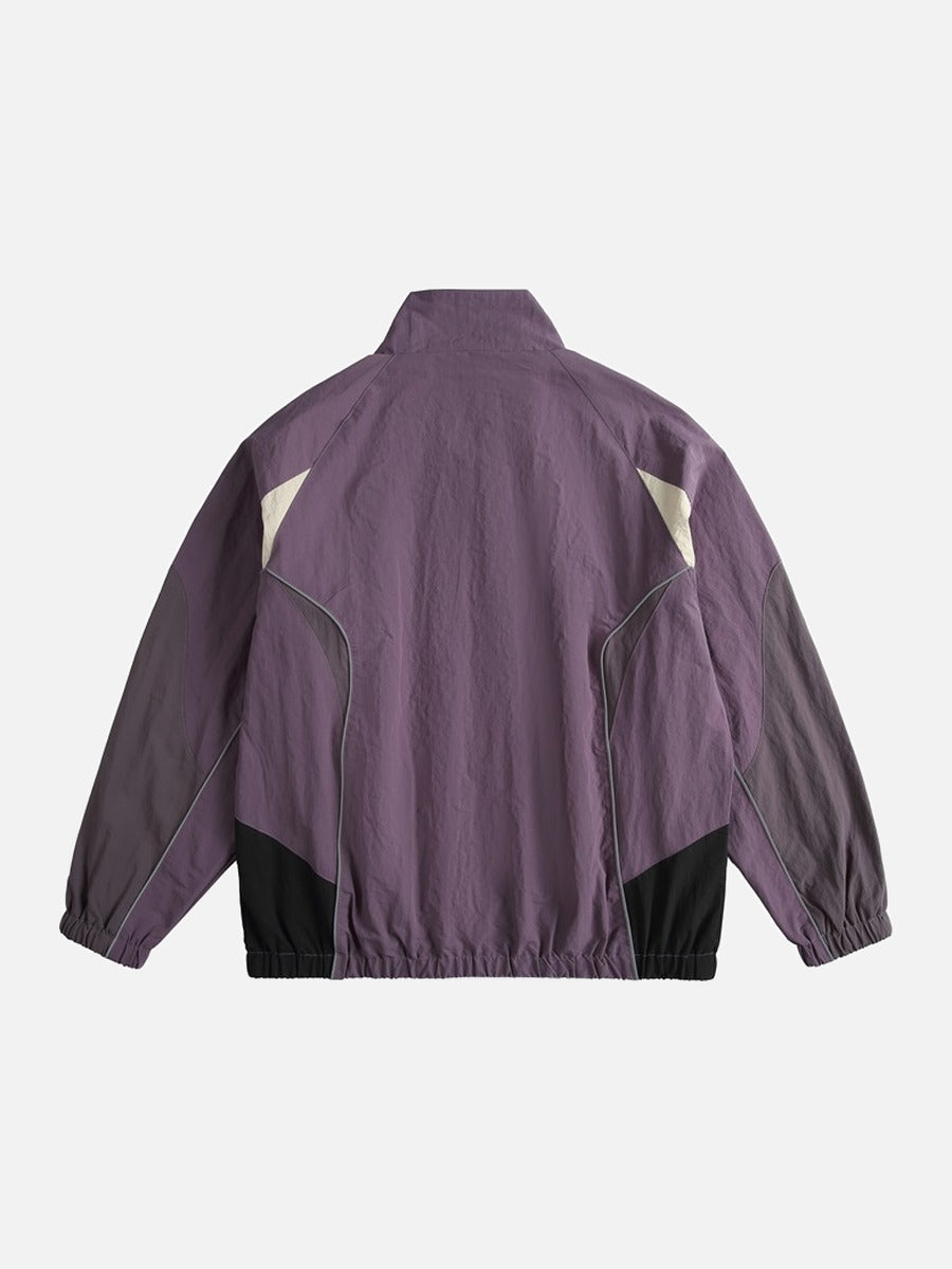 Muted Purple Color-Blocked Track Jacket