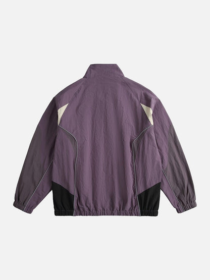Muted Purple Color-Blocked Track Jacket