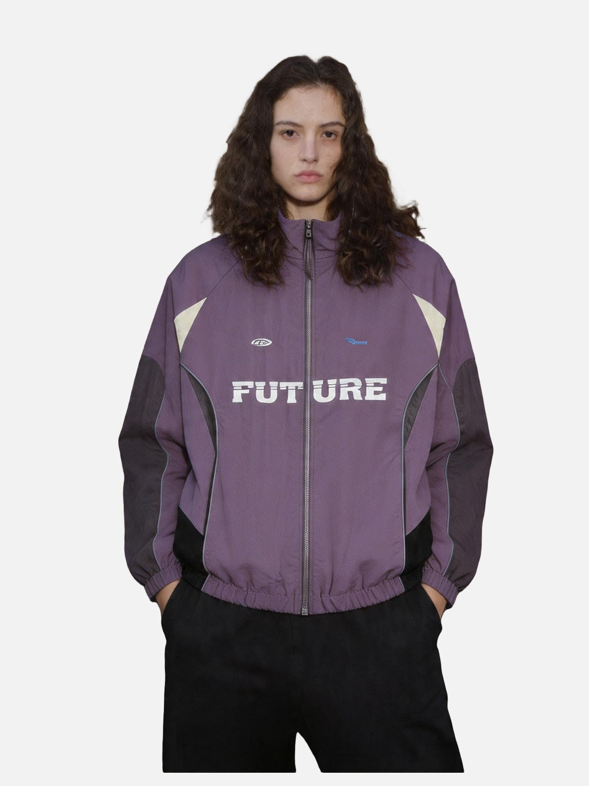 Muted Purple Color-Blocked Track Jacket