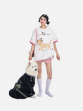 DAXUEN Oversized Sketch Dog Graphic Tee