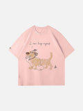 DAXUEN Oversized Sketch Dog Graphic Tee
