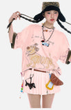 DAXUEN Oversized Sketch Dog Graphic Tee