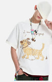 DAXUEN Oversized Sketch Dog Graphic Tee