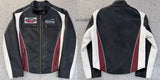 DAXUEN black cropped burgundy-blocked racer faux leather jacket