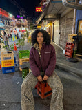 DAXUEN burgundy reversible camouflage fleece jacket — model photo