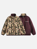 DAXUEN burgundy reversible camouflage fleece jacket