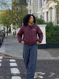DAXUEN burgundy reversible camouflage fleece jacket — model photo