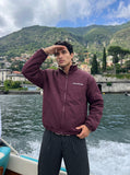 DAXUEN burgundy reversible camouflage fleece jacket — model photo