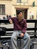 DAXUEN burgundy reversible camouflage fleece jacket — model photo