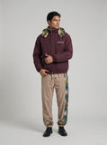 DAXUEN burgundy reversible camouflage fleece jacket — model photo