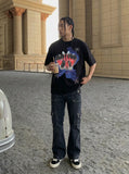 DAXUEN Butterfly graphic crew neck t-shirt — model photo