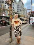 DAXUEN Butterfly graphic crew neck t-shirt — model photo