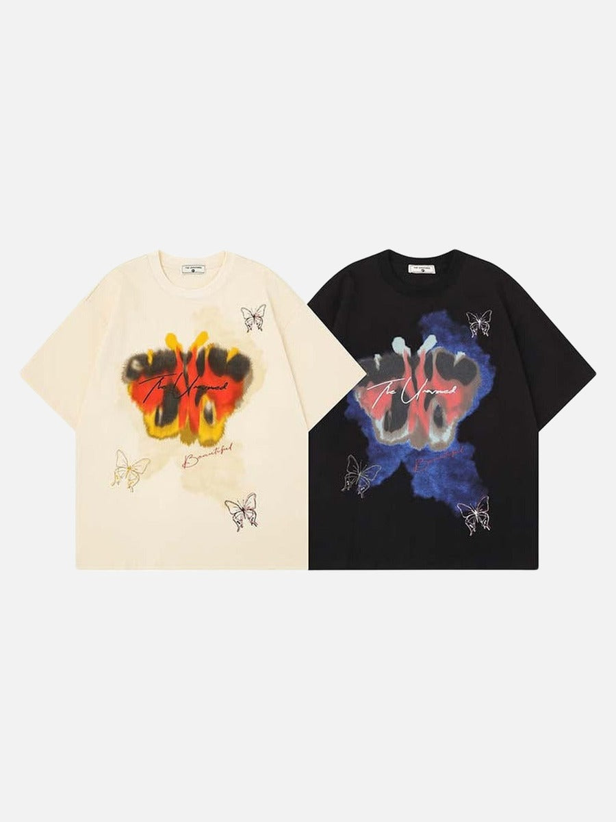 DAXUEN Butterfly graphic crew neck t-shirt