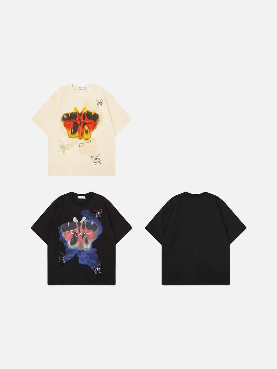 DAXUEN Butterfly graphic crew neck t-shirt