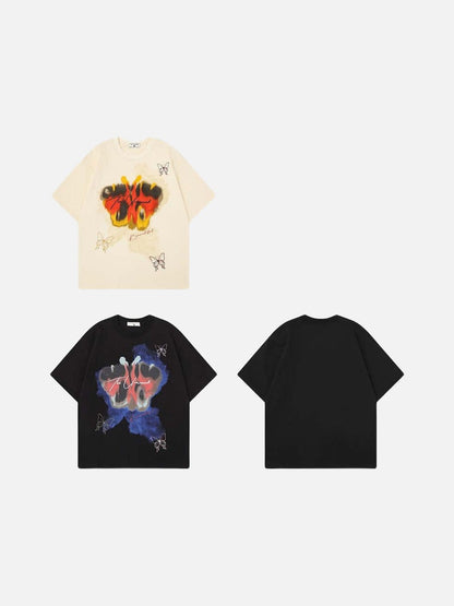 DAXUEN Butterfly graphic crew neck t-shirt