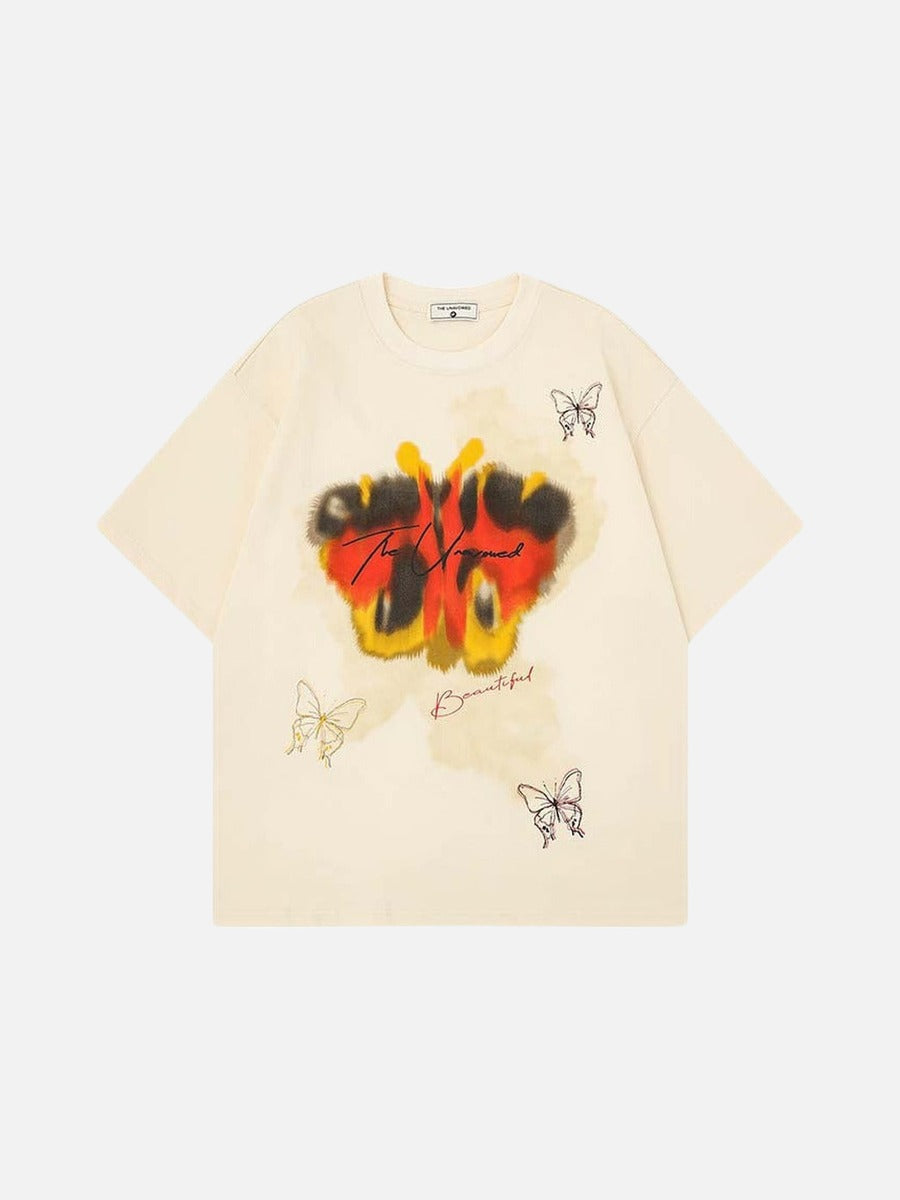 DAXUEN Butterfly graphic crew neck t-shirt