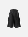 Washed Black Wide-Leg Cargo Shorts