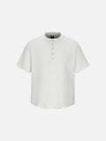 Relaxed Fit Band Collar Short Sleeve Shirt