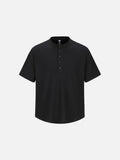 Relaxed Fit Band Collar Short Sleeve Shirt