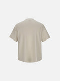 Ribbed Button Detail Tee - T-Shirt