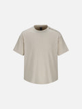 Ribbed Button Detail Tee - T-Shirt